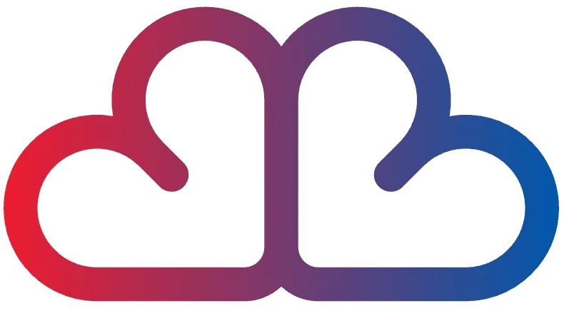 Montreal Model logo: two heart-shaped clouds, red to blue
